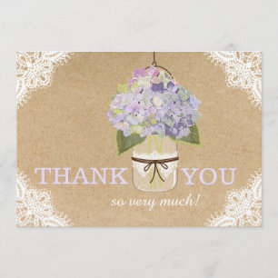 Hydrangea-Spitze-Kraftpapier-moderne rustikale Dankeskarte