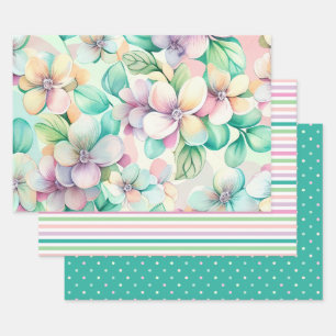 Hydrangea Spring Türkis & Pink Geschenkpapier Set