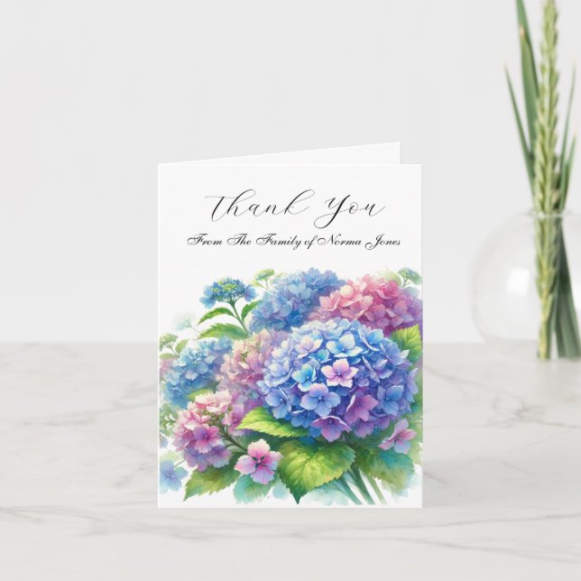 Hydrangea Sympathie Florale Beerdigung Danke  (Vorderseite)