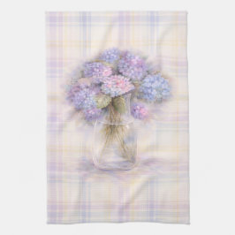 Hydrangea Tea Towel | Pastel Plaid Kitchen Decor Geschirrtuch