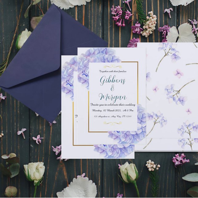 Hydrangea-thematisierte Hochzeitseinladung Einladung (Von Creator hochgeladen)