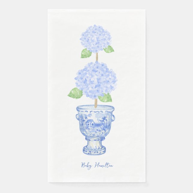 Hydrangea Topiary Chinoiserie Gasttuch Serviette (Vorderseite)
