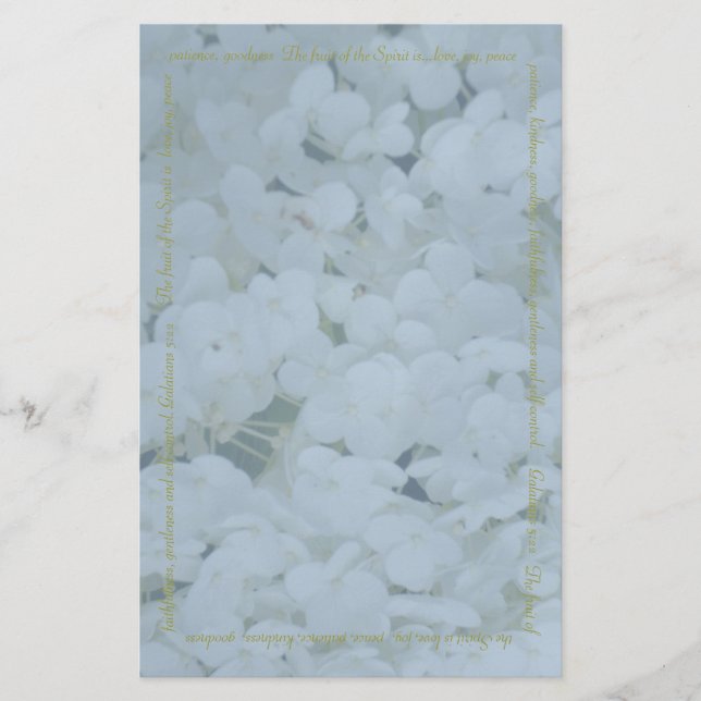 Hydrangea u. Frucht der Geist-Creme stationäres B Briefpapier (Vorderseite)