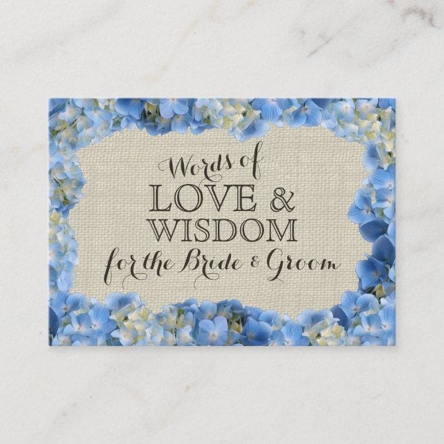Hydrangea und Burlap Advice Cards Hinweiskarte (Vorderseite)
