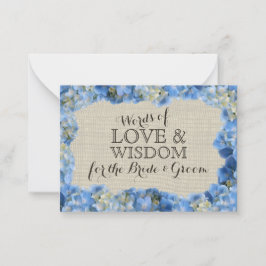 Hydrangea und Burlap Advice Cards Hinweiskarte