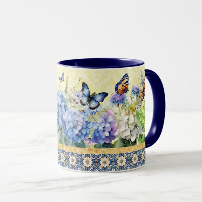 Hydrangea und Butterfly-Tasse Tasse (VorderseiteRechts)
