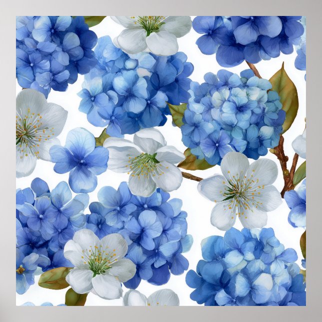 Hydrangea und Cherry Bloom Poster (Vorne)