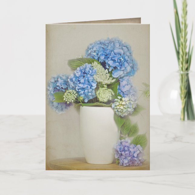 Hydrangea und der Königin-Anne Spitzeblumenstrauß Karte (Vorderseite)