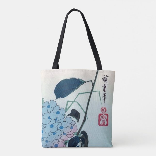 Hydrangea und Grünfinken, Hiroshige, Ukiyo-e (Rückseite)