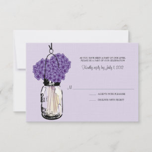 Hydrangea- und Mason-Glas-Hochzeits-RSVP RSVP Karte