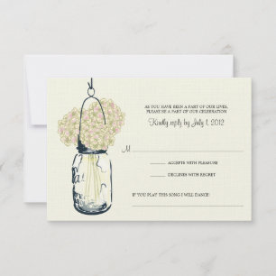 Hydrangea und Mason Jar Hochzeit RSVP Karte