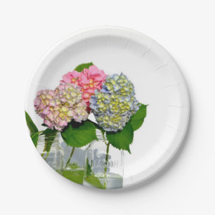 Hydrangea und Mason jar Pappteller