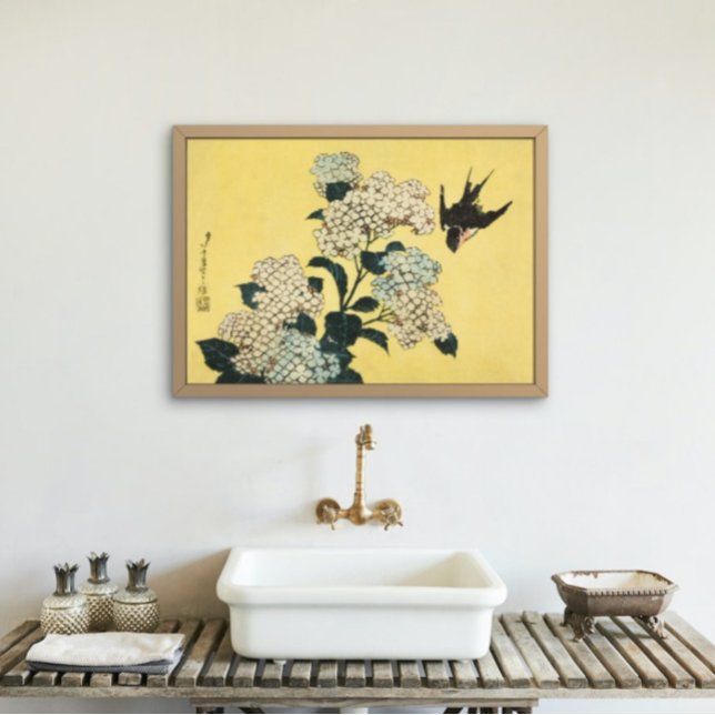 Hydrangea und schlucken Vintage japanische Kunst Poster (Von Creator hochgeladen)