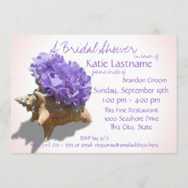 Hydrangea und Seashell Brautparty Lavender Einladung