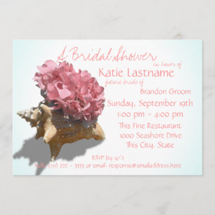 Hydrangea und Seashell Brautparty Pink Einladung