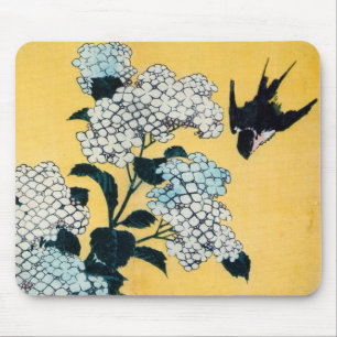 Hydrangea und Swallow, Hokusai, Ukiyo-e Mousepad
