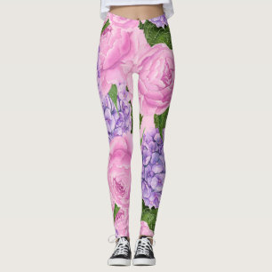 Hydrangea und Torfmuster Leggings