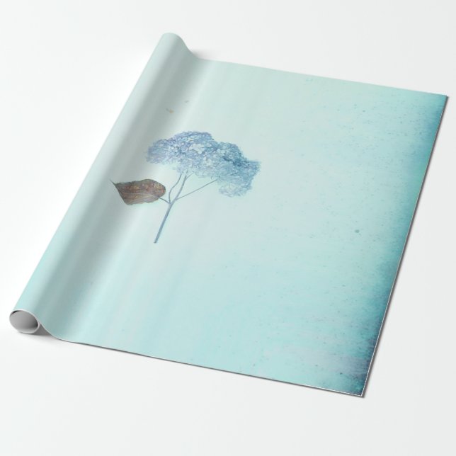 Hydrangea Vintag Blue Floral Rustic Antique Geschenkpapier (Ungerollt)