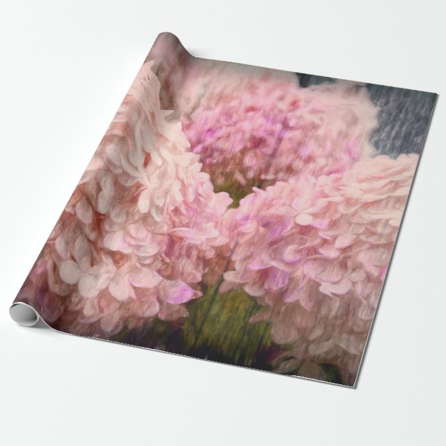 Hydrangea Vintag Blush Pink Blumenholz Decoupage Geschenkpapier (Ungerollt)