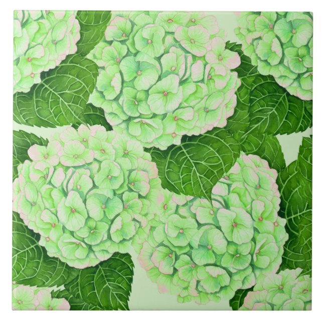 Hydrangea-Wasserfarbenmuster Fliese (Vorderseite)