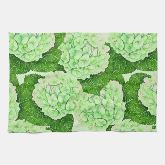 Hydrangea-Wasserfarbenmuster Geschirrtuch (Horizontal)