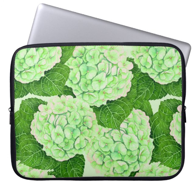 Hydrangea-Wasserfarbenmuster Laptopschutzhülle (Vorderseite)