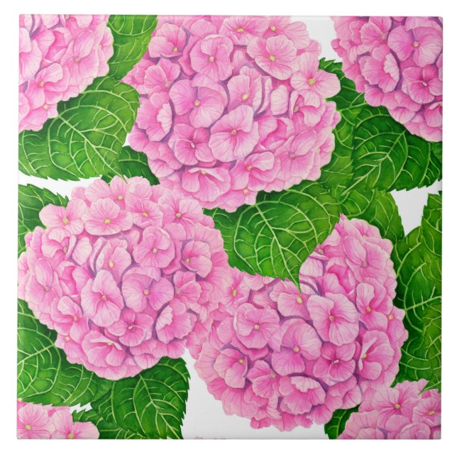 Hydrangea-Wasserfarbmuster Fliese (Vorderseite)