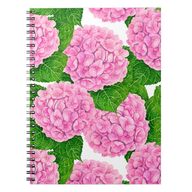 Hydrangea-Wasserfarbmuster Notizblock (Vorderseite)