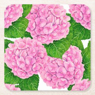 Hydrangea-Wasserfarbmuster Rechteckiger Pappuntersetzer