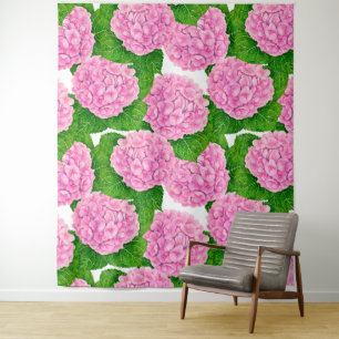Hydrangea Wasserfarbmuster Wandteppich