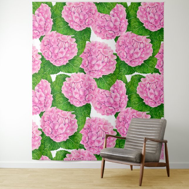 Hydrangea Wasserfarbmuster Wandteppich (Beispiel)