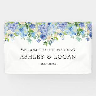 Hydrangea Watercolor Blumenhochzeit Begrüßung Banner