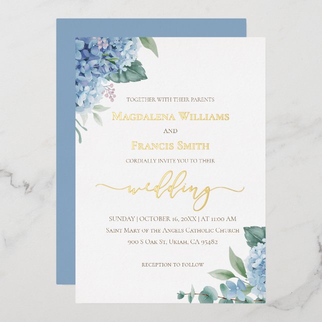 Hydrangea watercolor | wedding Invitation Folieneinladung (Vorderseite/Rückseite)