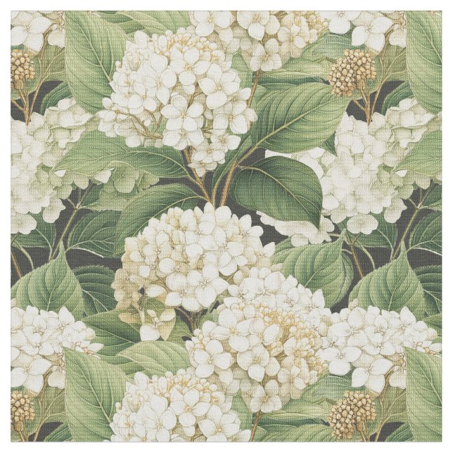 Hydrangea watercolour floral Boho retro flowers Stoff (Nahaufnahme)