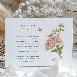 Hydrangea Wedding Information Card Vintag Begleitkarte