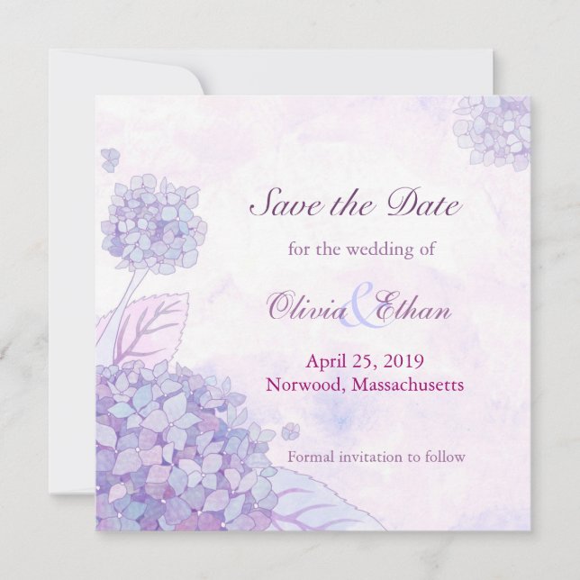 Hydrangea Wedding Save the Date (Vorderseite)