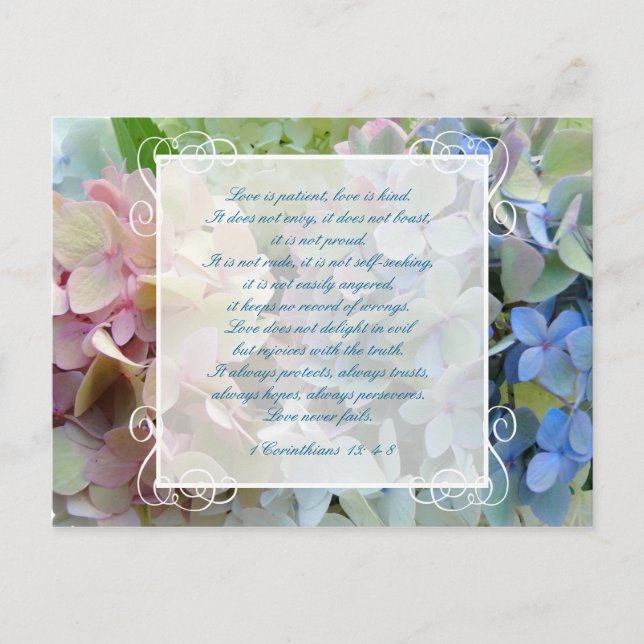 Hydrangea Wedding Save the Date Postcard Scripting Ankündigungspostkarte (Vorderseite)