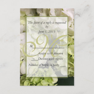 Hydrangea White Green Wedding Suite RSVP Karte