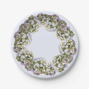 Hydrangea Wreath Pappteller