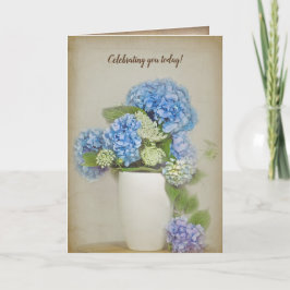 Hydrangea zum Geburtstag und Königin Anne's Lace-B Karte