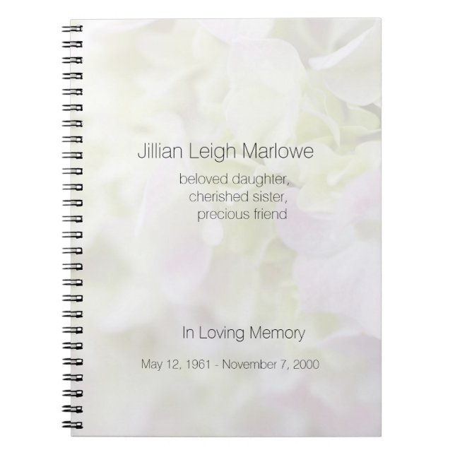 Hydrangeanahaufnahme verblassen Denkmal Notizblock (Vorderseite)