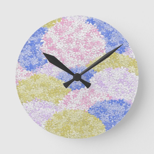 Hydrangeanteile Runde Wanduhr (Vorderseite)
