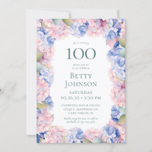 Hydrangeas 100. Geburtstagsfeier Einladung