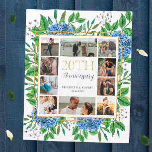 Hydrangeas 20. Jubiläum individuelle Fotocollage Fleecedecke
