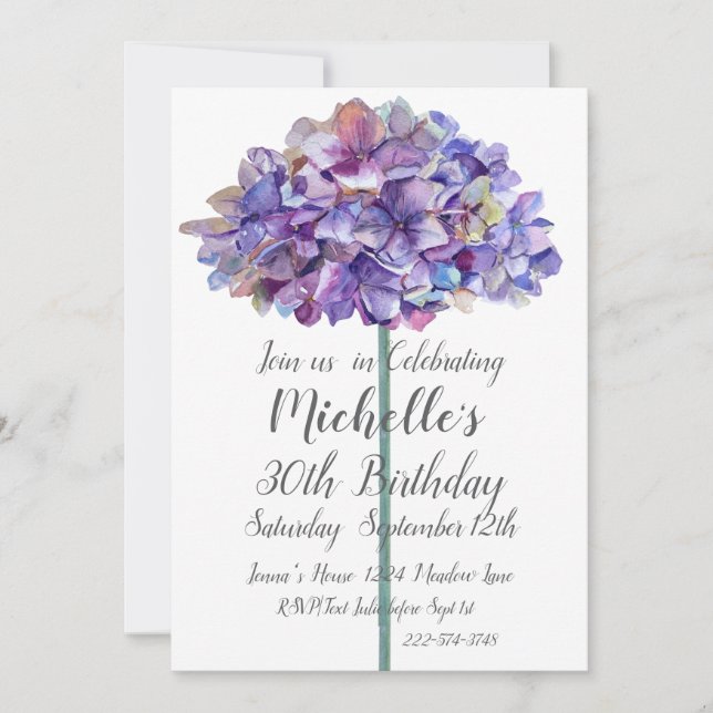 Hydrangea's 30. Geburtstag Einladung (Vorderseite)