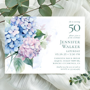 Hydrangeas 50. Geburtstagsparty Einladung