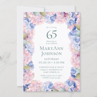 Hydrangeas 65. Geburtstagsparty Einladung