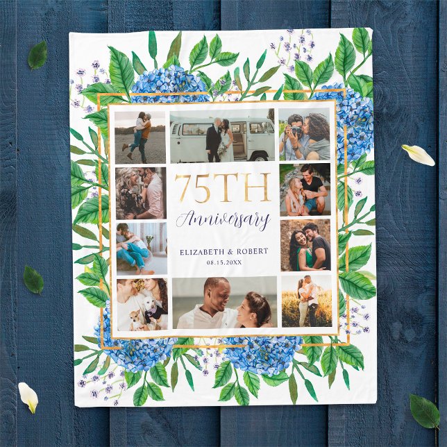 Hydrangeas 75-jähriges individuelles FotoCollage Fleecedecke (Von Creator hochgeladen)