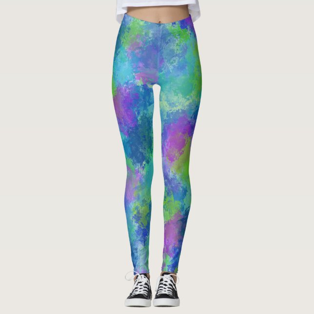 Hydrangeas Abstrakt Leggings (Vorderseite)