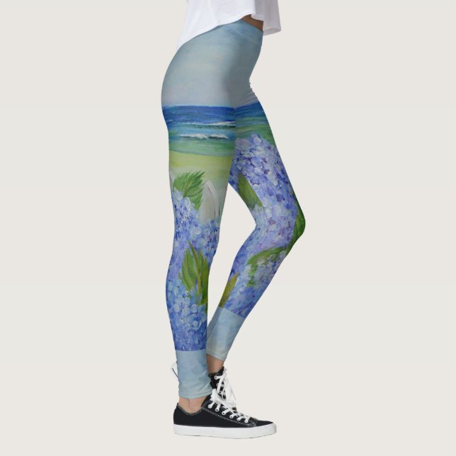 Hydrangeas am Meer Leggings (Rechts)